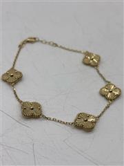 14k Yellow Gold Clover Bracelet - 6.8 Grams